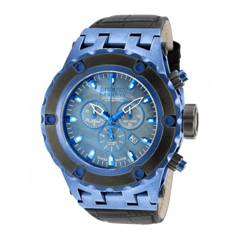 Invicta Subaqua Blue Mother of Pearl Dial Black Leather Men's Chronograph Watch 18457 watches
