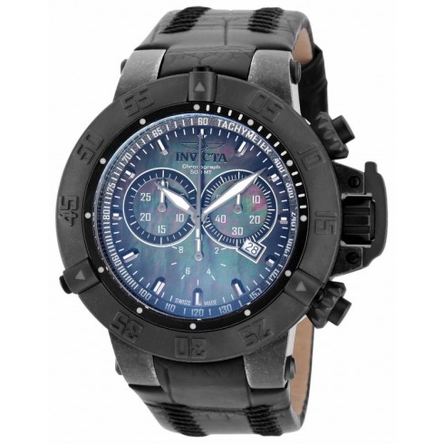 Invicta Subaqua Chronograph Black Mother of Pearl Dial Black Leather Men's Watch 18450 watches