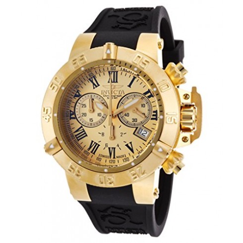 Invicta Subaqua Chronograph Gold Dial Black Silicone Men's Watch 16881 watches