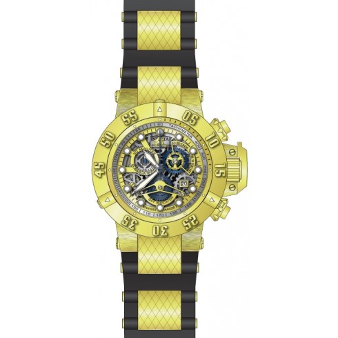 Invicta Subaqua Chronograph Gold Skeleton Dial Black Polyurethane with Gold-plated Accents Men's Watch 18528 watches