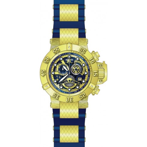 Invicta Subaqua Chronograph Gold Skeleton Dial Blue Polyurethane with Gold-plated Accents Men's Watch 18527 watches