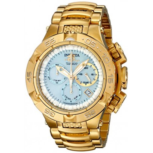 Invicta Subaqua Chronograph Light Blue Mother of Pearl Dial Gold-plated Ladies Watch 17223 watches