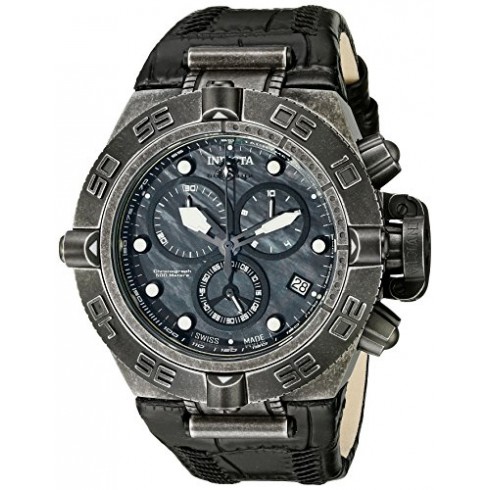 Invicta Subaqua Chronograph Mother of Pearl Dial Black Leather Men's Watch 18447 watches