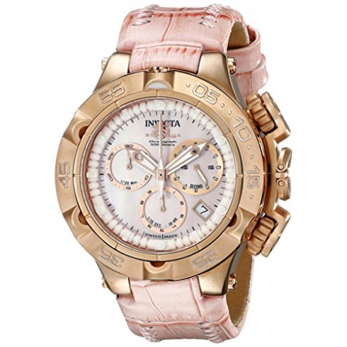 Invicta Subaqua Chronograph Pink Mother of Pearl Dial Pink Leather Ladies Watch 17230 watches