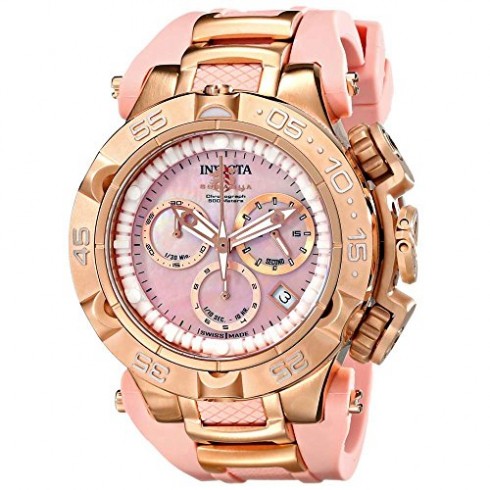 Invicta Subaqua Chronograph Pink Mother of Pearl Dial Pink Silicone Ladies Watch 17241 watches