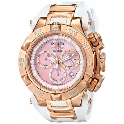 Invicta Subaqua Chronograph Pink Mother of Pearl Dial White Silicone Ladies Watch 17240 watches