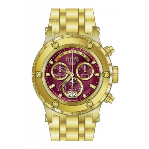 Invicta Subaqua Chronograph Red Dial Gold-plated Men's Wartch 80490 watches