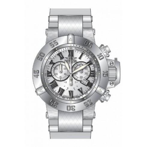 Invicta Subaqua Chronograph Silver Dial White Polyurethane Pens Watch 16876 watches
