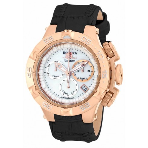 Invicta Subaqua Chronograph White Mother of Pearl Dial Black Leather Ladies Watch 17228 watches