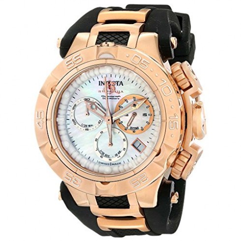 Invicta Subaqua Chronograph White Mother of Pearl Dial Black Silicone Ladies Watch 17238 watches