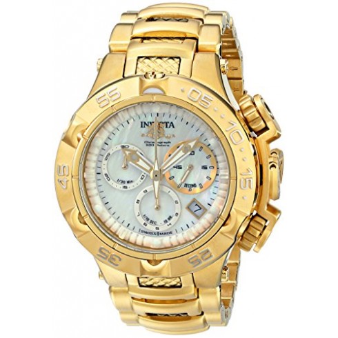 Replica Invicta Subaqua Chronograph White Mother of Pearl Dial Gold-plated Ladies Watch 17222 Watch