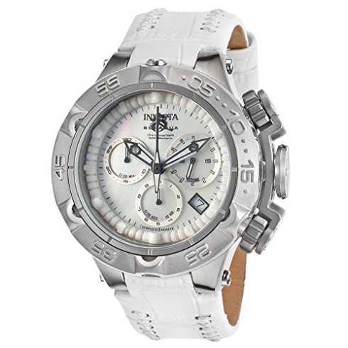Invicta Subaqua Chronograph White Mother of Pearl Dial White Leather Ladies Watch 17226 watches
