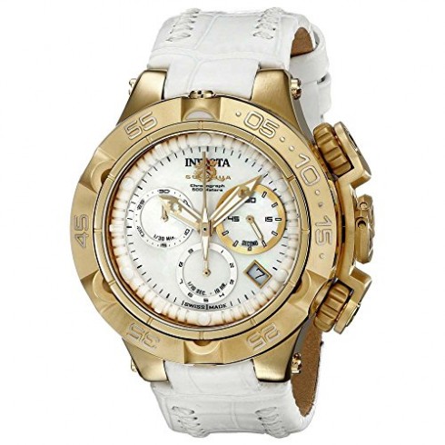 Invicta Subaqua Chronograph White Mother of Pearl Dial White Leather Ladies Watch 17227 watches