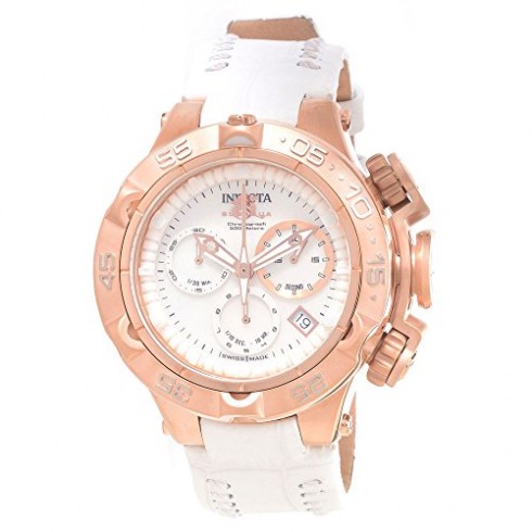 Invicta Subaqua Chronograph White Mother of Pearl Dial White Leather Ladies Watch 17229 watches