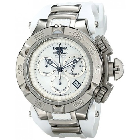 Invicta Subaqua Chronograph White Mother of Pearl Dial White Polyurethane Ladies Watch 17231 watches