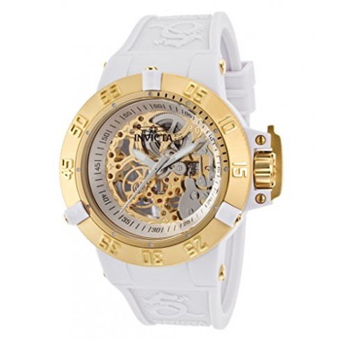 Invicta Subaqua Mechanical Silver Skeletal Dial White Silicone Men's Watch 16870 watches