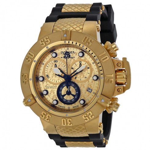 Invicta Subaqua Noma IV Chronograph Champagne Dial Black Polyurethane with Gold-plated Men's Watch 15802 watches