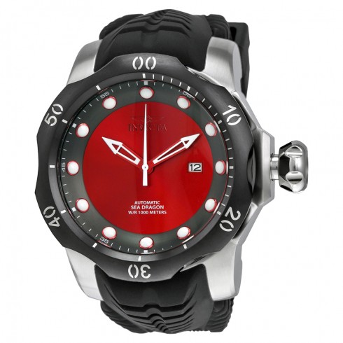Invicta Venom Automatic Red and Grey Dial Black Silicone Strap Men's Watch 19309 watches