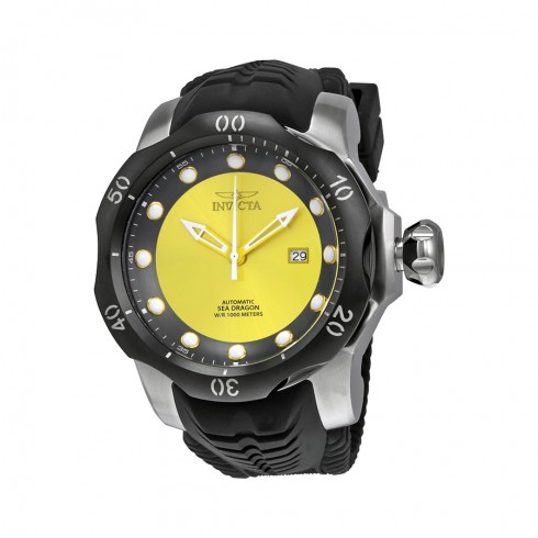 Invicta Venom Automatic Yellow and Grey Dial Black Silicone Strap Men's Watch 19310 watches