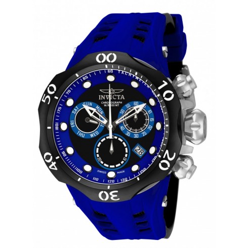 Invicta Venom Chronograph Black and Blue Dial Blue and Black Silicone Men's Watch 16988 watches