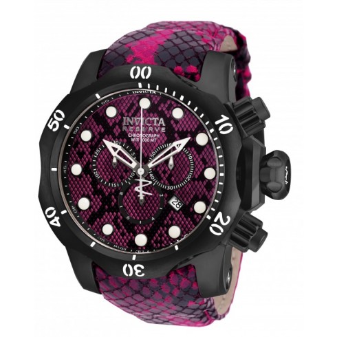 Invicta Venom Chronograph Black and Pink Dial Black and Pink Leather Men's Watch 19003 watches