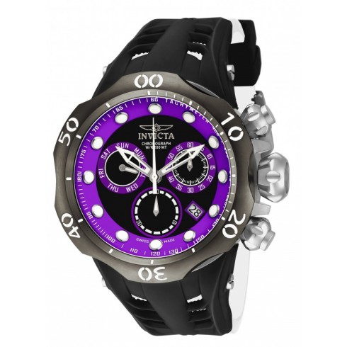 Invicta Venom Chronograph Black and Purple Dial Black and White Silicone Men's Watch 1699 watches