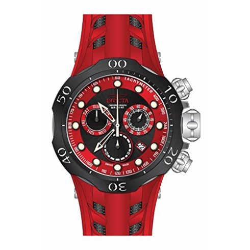 Invicta Venom Chronograph Black and Red Dial Red and Black Silicone Men's Watch 16987 watches