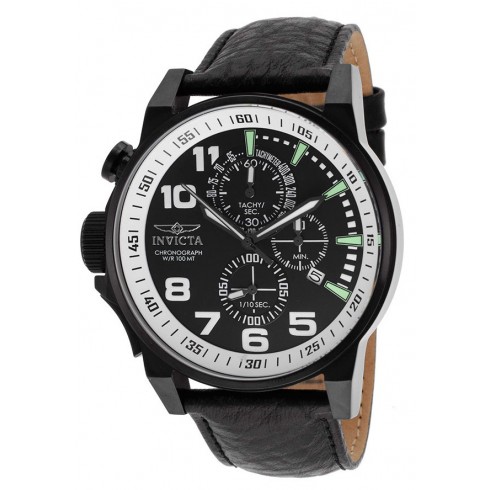 Invicta Venom Chronograph Black Dial Black Leather Band Men's Watch 14476 watches