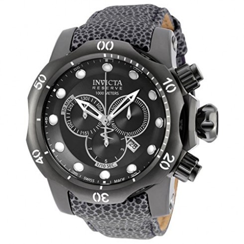 Invicta Venom Chronograph Black Dial Grey Leather Men's Watch 18304 watches