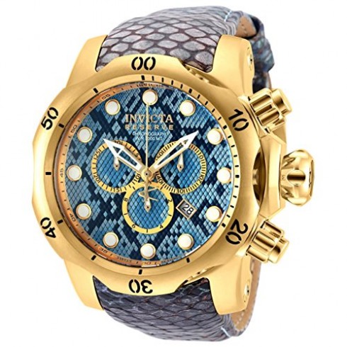 Invicta Venom Chronograph Blue Dial Grey Leather Men's Watch 18302 watches