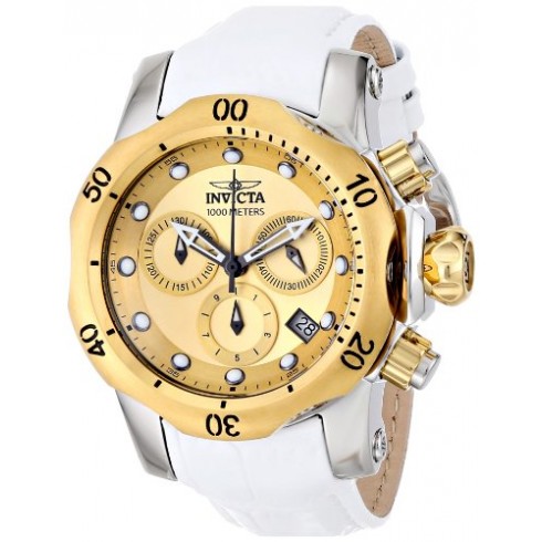 Invicta Venom Chronograph Champagne Dial White Leather Men's Watch 16090 watches