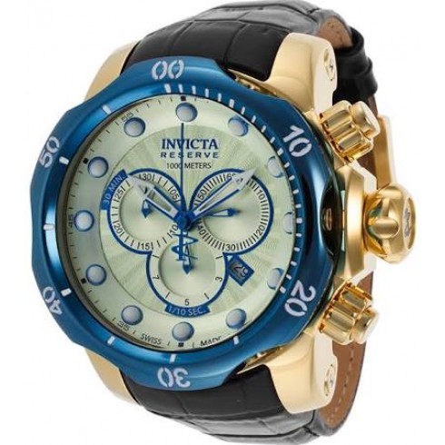 Replica Invicta Venom Chronograph Champagne Sunray Dial Black Leather Men's Watch 16682 Watch