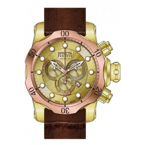 Invicta Venom Chronograph Gold-tone Dial Brown Leather Band Men's Watch 13875 watches
