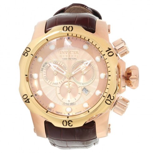 Invicta Venom Chronograph Gold-tone Dial Brown Leather Band Men's Watch 13883 watches