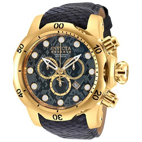 Invicta Venom Chronograph Grey Dial Black Leather Men's Watch 18300 watches