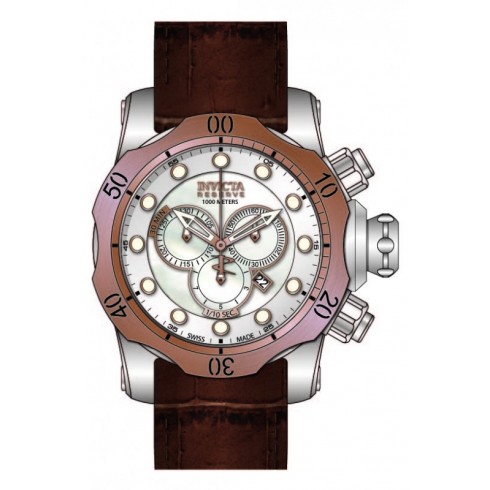 Invicta Venom Chronograph Mother of Pearl Dial Brown Leather Men's Watch 80694 watches
