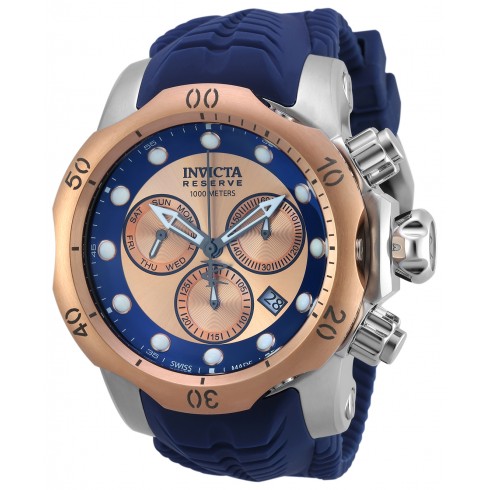 Invicta Venom Chronograph Rose and Blue Dial Blue Silicone Men's Watch 19922 watches
