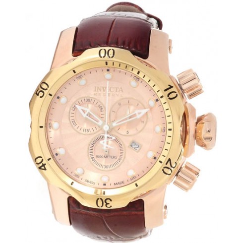 Invicta Venom Chronograph Rose Gold-tone Dial Brown Leather Strap Men's Watch 13899 watches