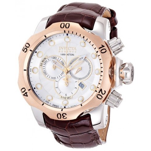 Invicta Venom Chronograph Silver Dial Stainless Steel Brown Leather Men's Watch 13775 watches