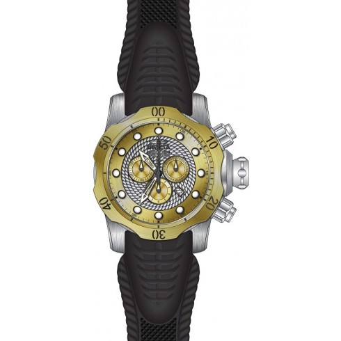 Invicta Venom Chronograph Yellow Gold and Silver Dial Black Silicone Men's Watch 20441 watches