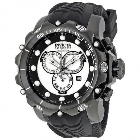 Invicta Venom Chronopgraph Silver and Black Dial Black Silicone Men's Watch 20398 watches