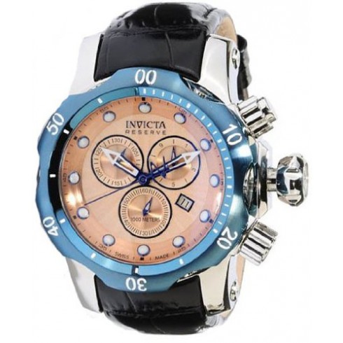 Invicta Venom Reserve Rose Gold Toned Dial Black Leather Men's Watch 10824 watches