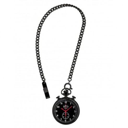 Replica Invicta Vintage Black Dial Black Ion-plated Pocket Watch with a Black Chain 19674 Watch