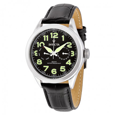 Invicta Vintage Black Dial Black Leather Men's Watch 11741 watches