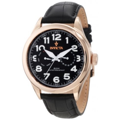 Invicta Vintage Black Dial Black Leather Men's Watch 11742 watches
