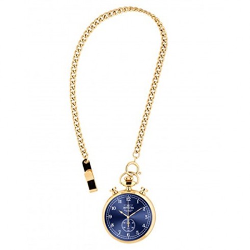 Invicta Vintage Blue Dial Gold-tone Pocket Watch with a Gold-tone Chain 19673 watches