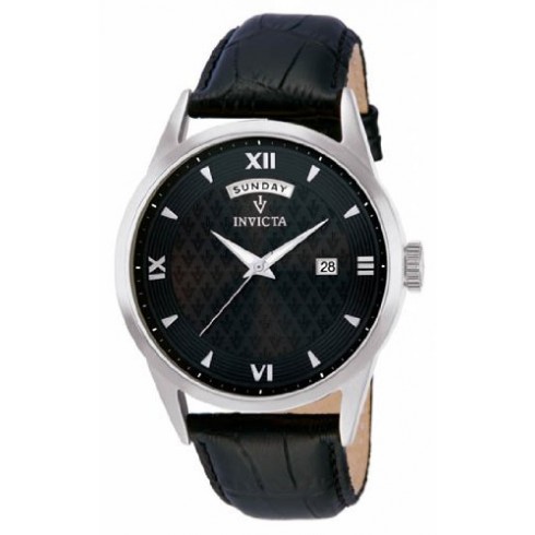 Invicta Vintage Charcoal Dial Black Leather Strap Men's Watch 12243 watches