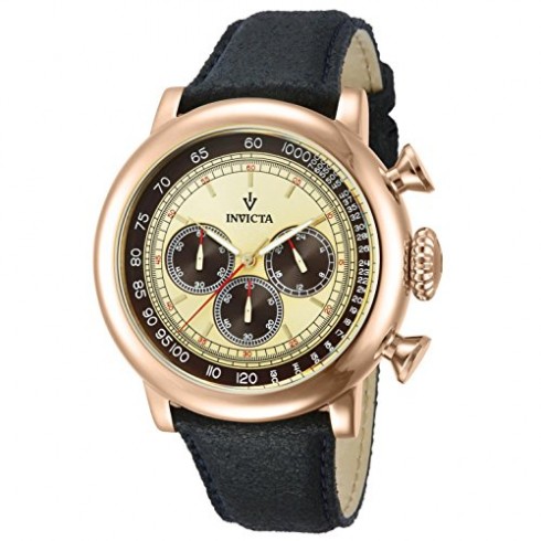 Invicta Vintage Chronograph Beige and Brown Dial Brown Leather Men's Watch 13060 watches