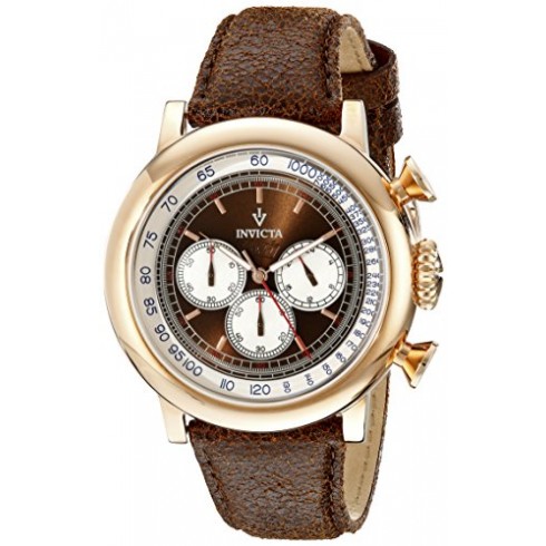 Invicta Vintage Chronograph Brown and Silver Dial Brown Leather Men's Watch 13059 watches