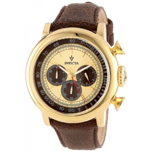 Invicta Vintage Chronograph Gold and Brown Dial Brown Leather Men's Watch 13058 watches